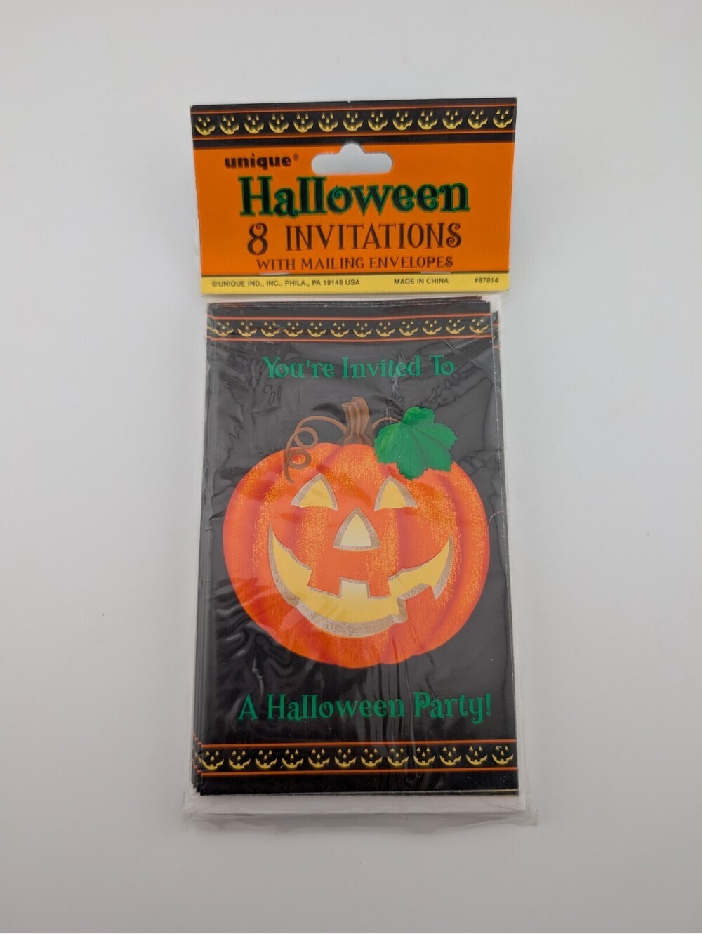 Vintage Halloween Party Invitations Pack Of 8 Unique Pumpkin With Envelope